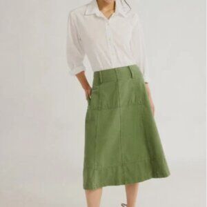 Free Assembly Women’s Flared Cotton Midi Skirt Size 16 Bay Leaf 100% Cotton